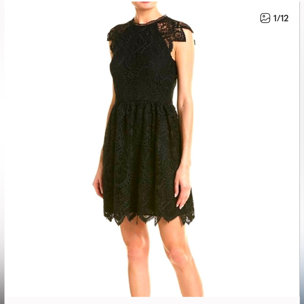 Shoshanna Elegant Black Lace Mini Dress